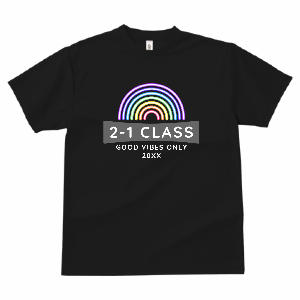 GLIMMER ドライTシャツ ネオンデザインの虹が映えるクラTをオリジナル